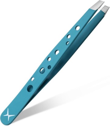 Picture of Precision Eyebrow Tweezers – Hand Finished Japanese Stainless Steel, Perfect Alignment, Slant Tip for Fine Hair, 9-Hole Grip, Unique Colors