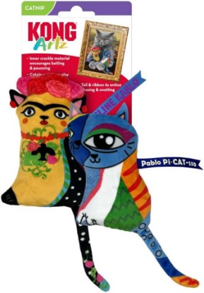 Picture of KONG Artz Cats - Crackling Cat Toys with Catnip, Ribbon and Tail (Kahlo/Picasso)