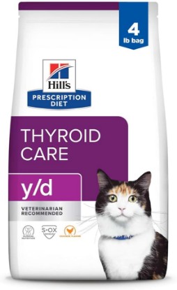 Picture of HILL'S PRESCRIPTION DIET y/d Thyroid Care Dry Cat Food | #1 Veterinarian Recommended, Chicken Recipe, 4 lb. Bag