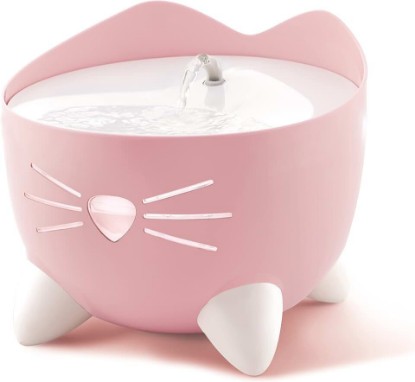 Picture of Catit PIXI Cat Drinking Fountain, Running Water Fountain, Pink | Cat Water Fountain with Triple Filter and Ergonomic Drinking Options