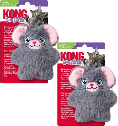 Picture of KONG Cat Snuzzles Mouse Plush Cat Toy – Soft & Cuddly, Crackle Sounds, Premium North American Catnip, Perfect for Batting, Wrestling & Snuggling (2 Pack)