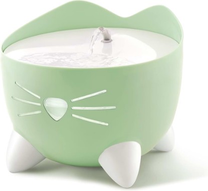 Picture of Catit PIXI Drinking Fountain, Green | Cat Water Fountain with Triple Filter and Ergonomic Drinking Options