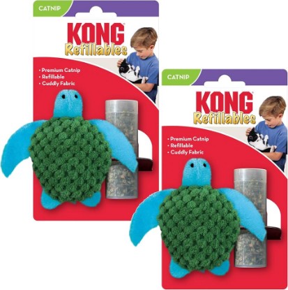 Picture of KONG Refillables Catnip Toys, Assorted 2-Pack – Plush Cat Toys with Refillable Catnip Pouch & Premium North American Catnip (Turtle 2 Pack)