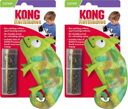 Picture of KONG Refillables Catnip Toys, Assorted 2-Pack – Plush Cat Toys with Refillable Catnip Pouch & Premium North American Catnip (Chameleon 2 Pack)