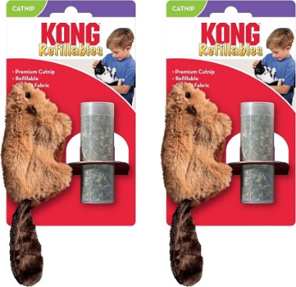 Picture of KONG Refillables Catnip Toys, Assorted 2-Pack – Plush Cat Toys with Refillable Catnip Pouch & Premium North American Catnip (Beaver 2 Pack)