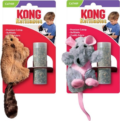 Picture of KONG Refillables Catnip Toys, Assorted 2-Pack – Plush Cat Toys with Refillable Catnip Pouch & Premium North American Catnip (Beaver and Rat)