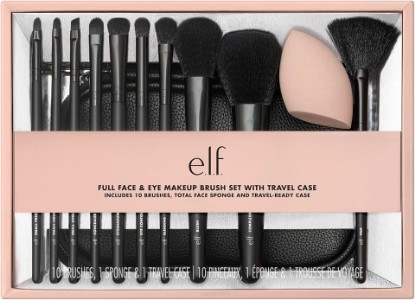 Picture of e.l.f. Full Face & Eye Makeup Brush Set with Travel Case, 11 Face & Eye Brushes For Creating A Full Face Makeup Look, Vegan & Cruelty-Free