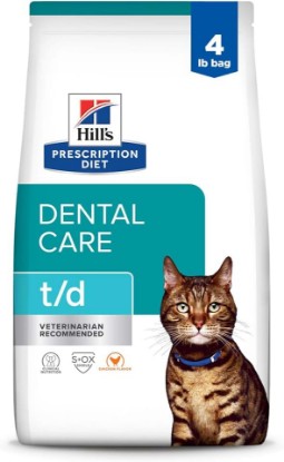 Picture of HILL'S PRESCRIPTION DIET t/d Dental Care Dry Cat Food | #1 Veterinarian Recommended, Chicken Recipe, 4 lb. Bag