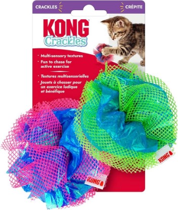 Picture of KONG Crackles Cat Toy – Crinkle Sounds, with Catnip, and Treat-Hiding Fun (Fluff Balls)