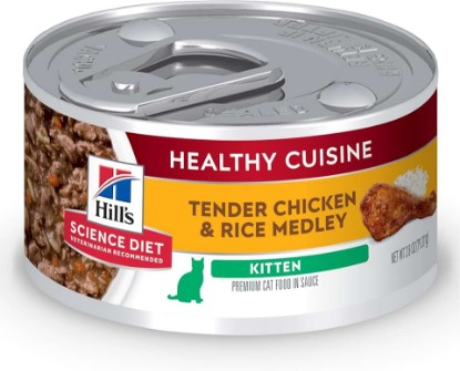 Picture of Hill's Science Diet Kitten Formula Healthy Cuisine Wet Cat Food | #1 Veterinarian Recommended, Chicken & Rice, 2.8 oz. Cans, 24-Pack