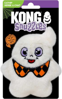 Picture of KONG Halloween Cat Snuzzles Ghost Plush Cat Toy with Catnip and Crackle | Soft plush ghost with full-body crackle and KONG Premium North American Catnip for batting, wrestling, cuddling and play