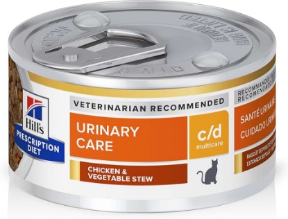Picture of HILL'S PRESCRIPTION DIET c/d Multicare Urinary Care Wet Cat Food | #1 Veterinarian Recommended, Chicken & Vegetable Stew, 2.9 oz. Cans, 24-Pack