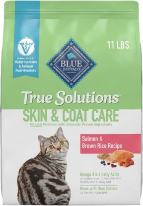 Picture of Blue Buffalo True Solutions Skin & Coat Care Salmon Dry Cat Food, 11 lb | Adult Formula, Omega 3 & 6 Fatty Acids, Veterinarian Formulated