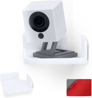 Picture of BRAINWAVZ Mini Corner Shelf Mount for Security Cameras, Baby Monitors, Speakers, Plants & More, Universal Holder, Strong Adheasive, Easy to Install, No Mess, Screwless (White)