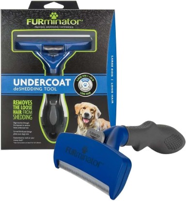 Picture of FURminator Large Dog Undercoat deShedding Tool for Long Hair | Reduces Loose Hair From Shedding, Easy Clean-Up, For Dogs Over 50 lbs, Use Weekly, Ergonomic Handle For Comfort