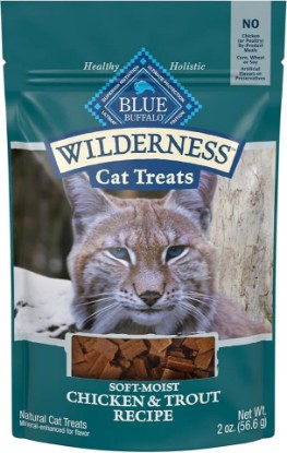 Picture of Blue Buffalo Wilderness Chicken & Trout Soft Cat Treats, Grain-Free, 2 oz | Real Chicken & Trout First, High Protein Nutrition, Bite-Size Training Treats