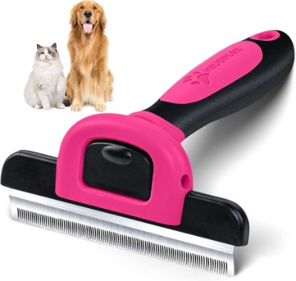 Picture of MIU COLOR Pet Grooming Brush, Deshedding Tool for Dogs & Cats, Hot Pink | Effectively Reduces Shedding by up to 95%，Safe and Comfortable for Short Medium and Long Pet Hair