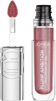 Picture of L'Oreal Paris Plump Ambition Hyaluron Lip Oil Shimmer, 24 HR Lip Gloss with Hyaluronic Acid, Volumizing Formula with Glass-Like Shine, Rosewood Lights, 0.16 fl oz
