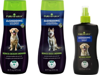 Picture of FURminator deShedding Kit, deShedding Shampoo, deShedding Conditioner, deShedding Waterless Spray, For Dogs, 40.5 oz (Set of 3)