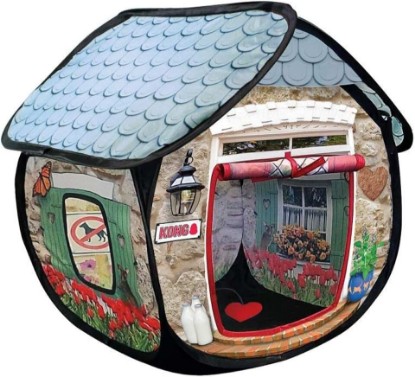 Picture of KONG PlaySpaces Bungalow Cat Hideaway - Hide and Seek Collapsible Tunnel with Toys