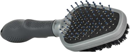Picture of FURminator Dual Grooming Brush for Dogs & Cats | Metal Bristles Detangle & Massage, Boar'S Hair Smooths & Shines, Ergonomic Handle For Comfort