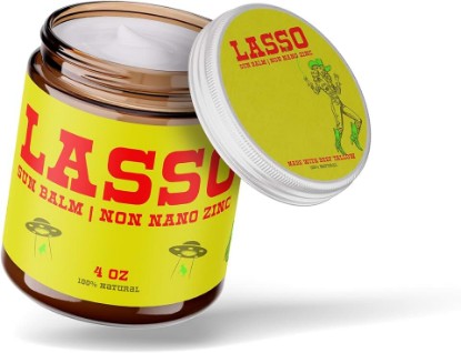 Picture of LASSO Beef Tallow Sun Balm with Non-Nano Zinc Oxide, 4 Oz | Grass-Fed Tallow Moisturizer with Beeswax | Unscented Natural Mineral Sun Protection for Face & Body, Sensitive Skin, Sunscreen Free