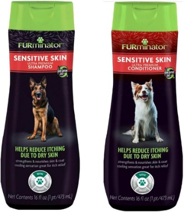 Picture of FURminator Deshedding Ultra Premium Shampoo & Conditioner Bundle for Sensitive Skin. 16oz.