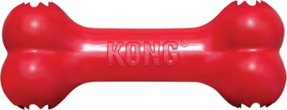 Picture of KONG Goodie Bone, Natural Rubber Treat-Dispensing Toy, Red, for Large Dogs | Classic KONG Durable Natural Rubber Bone with Goodie Grippers That Hold Treats & Support Mental Engagement