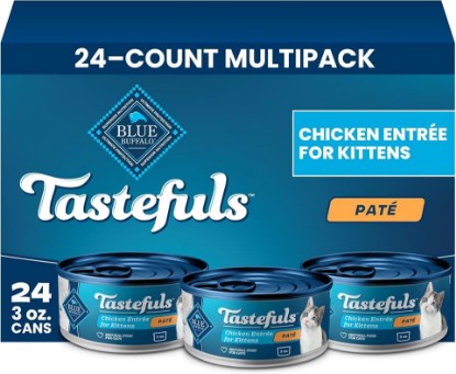 Picture of Blue Buffalo Tastefuls Chicken Kitten Paté Wet Cat Food, 3 oz, 24 ct | Real Chicken First, Supports Healthy Muscle Growth & Development