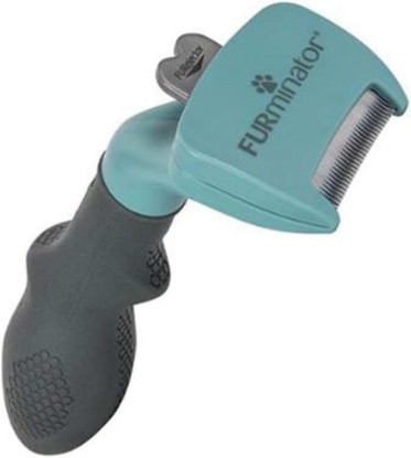 Picture of FURminator Small Cat deShedding Tool for Short Hair | Reduces Loose Hair From Shedding, Easy Clean-Up, For Cats Under 10 lbs, Use Weekly, Ergonomic Handle For Comfort
