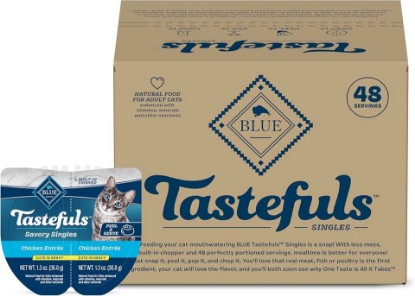 Picture of Blue Buffalo Tastefuls Chicken Savory Singles, 2.6 oz, 24 ct | Cuts in Gravy, Real Chicken First, Twin-Pack Trays