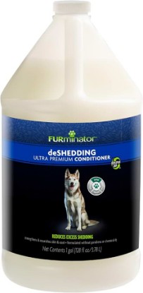 Picture of FURminator Ultra Premium deShedding Conditioner for Dogs, 1 Gal with Pump | Reduces Excess Shedding, Nourishes Skin & Coat, Helps Remove Wet Dog Smell, No Parabens or Dyes, Fresh Scent