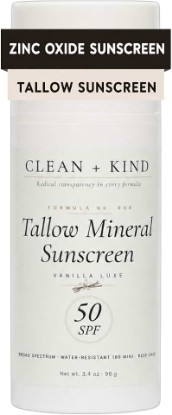 Picture of Organic Beef Tallow Sunscreen SPF 50 Zinc Oxide Vanilla | Non-Toxic Reef-Safe Mineral Sunscreen, Non-Nano Zinc Oxide, Face & Body, Water-Resistant 80 Min, Sensitive Skin, Made in USA