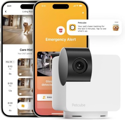 Picture of Petcube Cam 360 – Wi-Fi Pan-Tilt Pet Security Camera with App | No subscription required, 1080p HD video, 360° rotation, night vision, AI alerts for dog, cat & home monitoring