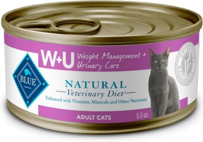 Picture of Blue Buffalo Natural Veterinary Diet W+U Weight Management + Urinary Care Wet Cat Food, Veterinarian's Prescription Required, Chicken, 5.5-oz. Cans (24 Count)