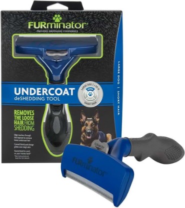 Picture of FURminator Large Dog Undercoat deShedding Tool for Short Hair | Reduces Loose Hair From Shedding, Easy Clean-Up, For Dogs Over 50 lbs, Use Weekly, Ergonomic Handle For Comfort