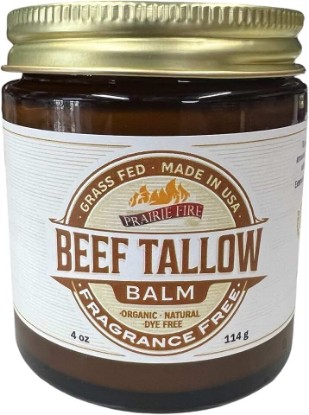 Picture of Grass Fed Beef Tallow Balm Grown and Made in USA - Organic Grass Fed and Finished Tallow - Moisturizing Skin Care Fragrance Free 4 oz