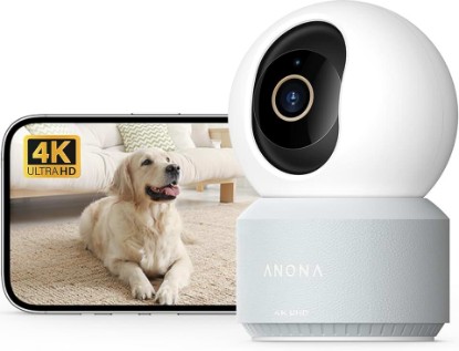 Picture of Anona Pano 4K UHD Indoor Camera, Pet/Dog/Baby Security Camera with Phone App, 360° Pan-Tilt, 2.4G/5G Dual-Band Wi-Fi 6, Auto-Tracking, Person/Pet/Baby Crying Detection, Privacy Mode, Two-Way Audio ClimatePartner certified
