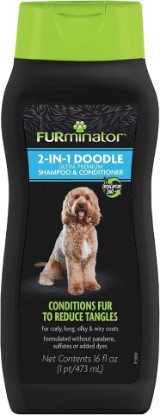 Picture of FURminator 2-in-1 Doodle Dog Shampoo & Conditioner, Reduces Tangles, 16 oz | Cleans & Conditions, Neutralizes Odors and Removes Wet Dog Smell, For Dogs with Curly, Long, Silky & Wiry Coats