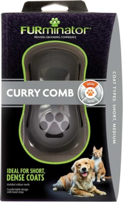 Picture of FURminator Curry Comb for Dogs & Cats With Short, Dense Coats | Removes Dust & Loose Hair, Distributes Natural Oils for Healthy Coat, Ideal for Short & Medium Coats, For Daily Use