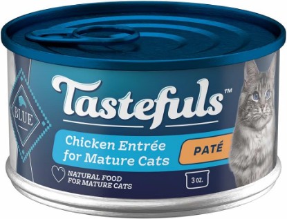 Picture of Blue Buffalo Tastefuls Chicken Senior Paté Wet Cat Food, 3 oz, 24 ct | Real Chicken First, Supports Muscle Maintenance in Mature Cats