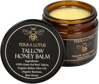 Picture of Terra Lotus - Organic Grass-Fed Beef Tallow Balm with Raw Honey - Moisturizing Cream - Handmade All-Natural Moisturizer (2 Oz, Unscented)