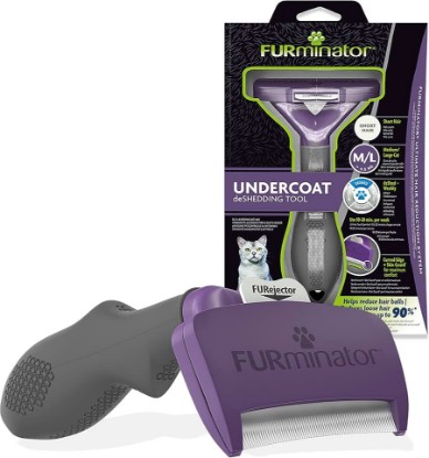 Picture of FURminator Undercoat deShedding Tool for Medium/Large Short Hair Cats Over 4.5 kg, Violet