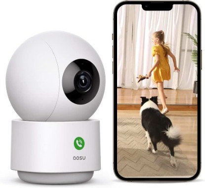 Picture of aosu 2K Indoor Camera,Baby Monitor for Home Security with 2.4GHz WiFi only | 360° Home View,One-Touch Calls,Smart Motion Tracking,IR Night Vision & 24/7 Recording,Compatible with Alexa/Google