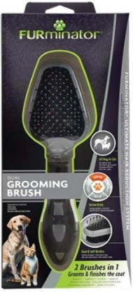 Picture of FURminator Dual Grooming Brush for Cats and Dogs | Double Grooming Brush | For Dogs & Cats | Remove Knots, Dead Hair & Dirt