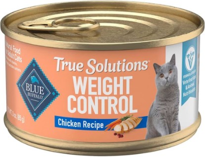 Picture of Blue Buffalo True Solutions Weight Control Chicken Cat Food, 3 oz, 24 ct | Adult Formula, L-Carnitine & Fiber for Weight Management, Daily Hydration