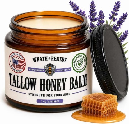 Picture of Organic Beef Tallow for Skin, Handcrafted, Concentrated (Lavender, 2 oz) | Made in USA, Rich Tallow Honey Balm, Face & Body Moisturizer, Targeted Care for Dry & Sensitive Skin, Eczema, No Additives