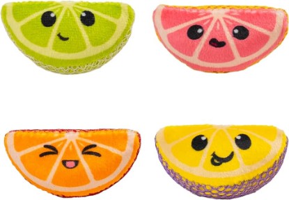 Picture of Catstages Dental Fruit Wedges Chew Cat Toys with Catnip, 5.3", 4-Pack | Textured Dental Mesh, Helps Keep Teeth Clean, Massages Gums, Enrichment for Cats & Kittens