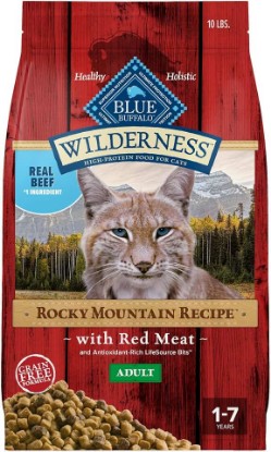 Picture of Blue Buffalo Wilderness Rocky Mountain Recipe Adult Dry Cat Food, 10 lb | High Protein, Red Meat Recipe, Real Beef #1 Ingredient, Grain-Free & Chicken-Free Formula, Antioxidant-Rich Fruits & Veggies