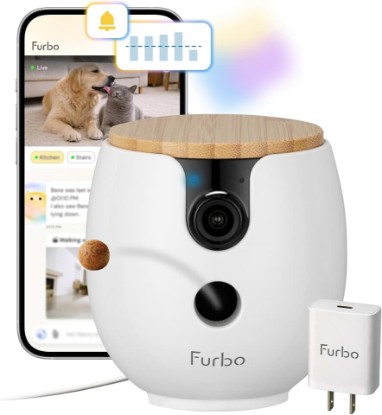 Picture of Furbo Mini 360° 2K QHD Pet Camera + Power Adapter - Unlock w/Paid Plan: Dog & Cat Safety Alerts, Smart Cam Rotating Treat Toss w/2-Way Speaker (Low Risk Subscription Required, 3mo Min. Cancel Anytime)